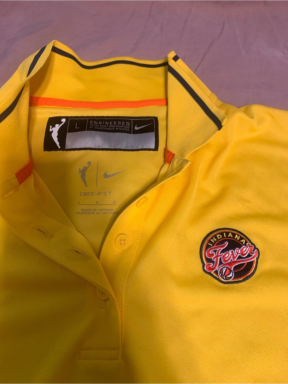 Indiana Fever yellow short sleeve polo Large NWT